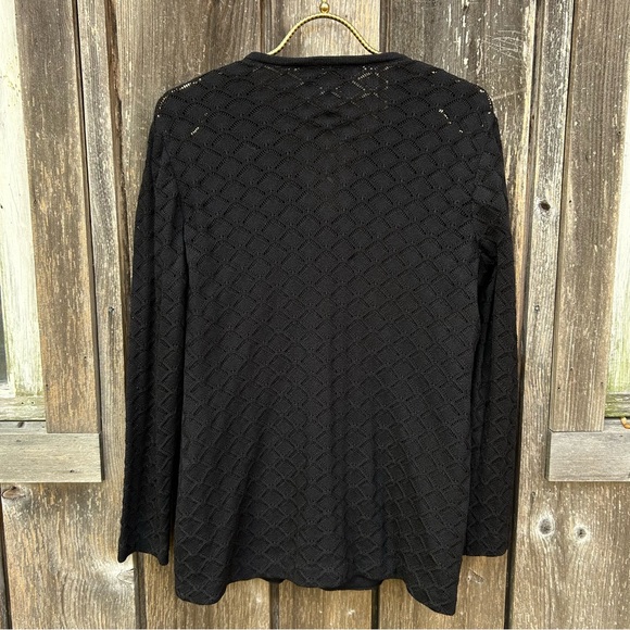 St. John Collection Blouse Tunic Black Knit Lace Quiet Boho Luxury Chic sz S - Picture 4 of 5
